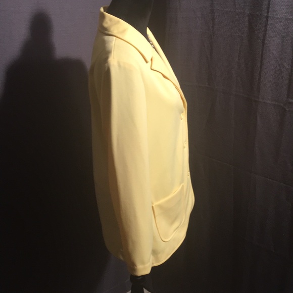 VTG 70’s Koko Knits of California Buttery Yellow Blazer - Picture 3 of 6